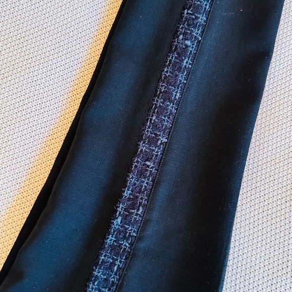 TORY BURCH Tobie Black Trousers Straight Leg Pants Blue Wool Tweed Side Stripe - Picture 14 of 16